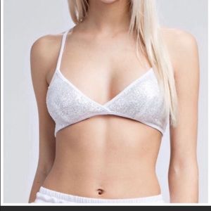 NWT Honey Punch White Micro Sequin Bralette Size L